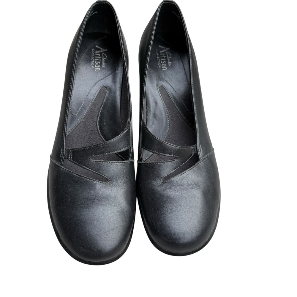 Clarks Artesian Collection Les Hall II Women's Black Leather heeled pumps size 9